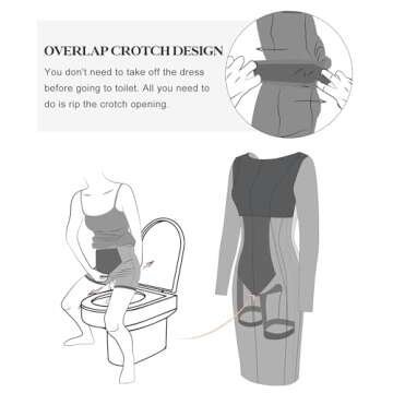 Popilush Shapewear Cocktail Dress Backless Shaper Dress with Built in Shapewear Long Sleeve Cocktail Dresses for Women Black