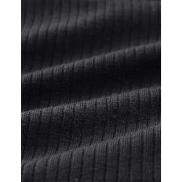 CRZ YOGA Womens Ribbed Longline Sports Bra - U Neck Padded Yoga Cami Workout Crop Tank Top Built in Pads Black Small