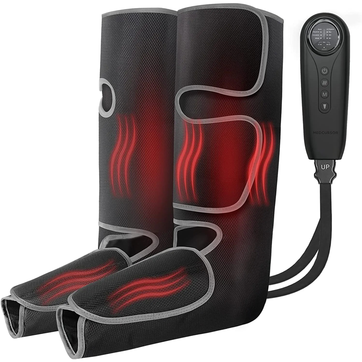 Air Compression Leg Massager with Heat and Adjustable Boots