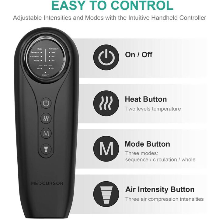 Air Compression Leg Massager with Heat and Adjustable Boots