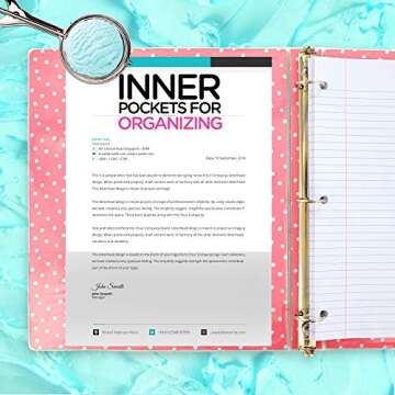 Unique Design 1 inch 3 Ring Vinyl Binder with Interior Pockets Perfect for Kids School, College and Office to Organize Projects, Presentations and More Sherbert Print Green & Pink (2 Pack) by Emraw