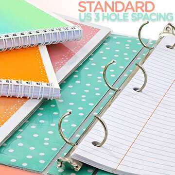 Unique Design 1 inch 3 Ring Vinyl Binder with Interior Pockets Perfect for Kids School, College and Office to Organize Projects, Presentations and More Sherbert Print Green & Pink (2 Pack) by Emraw