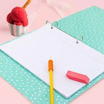 Unique Design 1 inch 3 Ring Vinyl Binder with Interior Pockets Perfect for Kids School, College and Office to Organize Projects, Presentations and More Sherbert Print Green & Pink (2 Pack) by Emraw