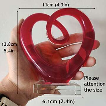 5'' Tall Art Glass Heart Sculpture Centerpiece Party Home Decoration Gift Art Style Valentines Day G...