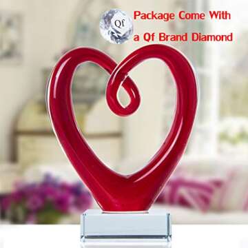 5'' Tall Art Glass Heart Sculpture Centerpiece Party Home Decoration Gift Art Style Valentines Day Gifts