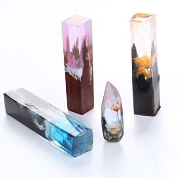 4 Pcs Ebony and Red Sandalwood Broken Wooden, 2 Pcs Red, 2 Pcs Black, DIY Resin Molds Materials, Sil...