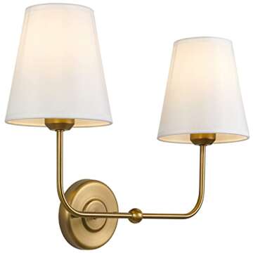Elegant Wall Sconce with White Tapered Shades - TERLEENART