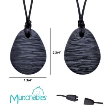 Munchables Tear Drop Chew Necklace for Children, Adults and Teens - Sensory Chewable Jewelry (Navy)