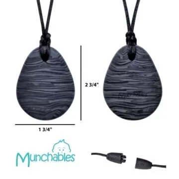 Munchables Tear Drop Chew Necklace for Children, Adults and Teens - Sensory Chewable Jewelry (Navy)