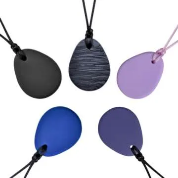 Munchables Tear Drop Chew Necklace for Children, Adults and Teens - Sensory Chewable Jewelry (Navy)