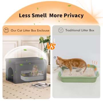 Cat Litter Box Enclosure Furniture for Odor Control, Hidden Cabinet Cat Litter Box Furniture Ottoman...