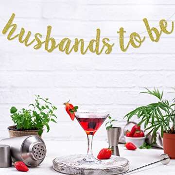 Husbands to Be Banner, Gay Wedding Shower, Engagement, Bachelor Party Sign Decorations Supplies, Mr & Mr, EnGAYged Bunting Garland, Pre-Strung, Gold Glitter