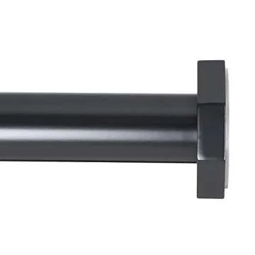Ivilon Tension Curtain Rod - Hexagonal Spring Tension Rod for Windows or Shower, 24 to 36 Inch, Black