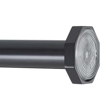 Ivilon Tension Curtain Rod - Hexagonal Spring Tension Rod for Windows or Shower, 24 to 36 Inch, Black