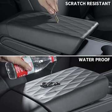 Jawjut Car Armrest Cover Compatible with Tesla Model 3 Model Y Center Console Cover Automobile Waterproof Armrest Box Mat