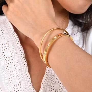 Elegant MPRAINBOW Gold Bracelets for Women - Gift Set