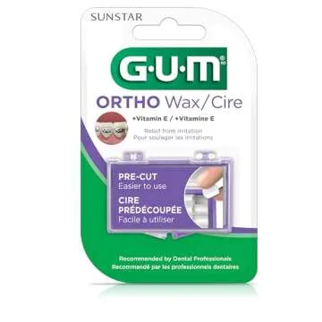 GUM Orthodontic Wax for Braces and Dental Devices - Soothing Dental Wax with Vitamin E and Aloe Vera - Clear Color - Unflavored (6pk)