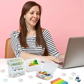 ISKYBOB 6 Packs Small Plastic Storage Containers, Clear Rectangle Bead Organizer Case with Lids for Crayons, Crafts, Bobby Pin Holder(3.7x 2.4in)