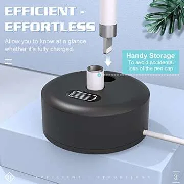 TiMOVO Charging Stand Compatible with iPencil 1st Generation, iPad Pencil Charger with Display Screen, iPad Pen Charging Adapter with 1.2A USB Port, Black