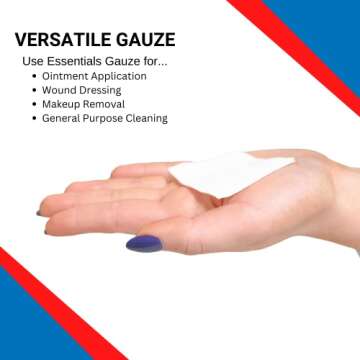 Essentials Non-Sterile Gauze Sponges – 200 Count, 4-Ply, 2’’ x 2’’ Gauze Pads, One Package...