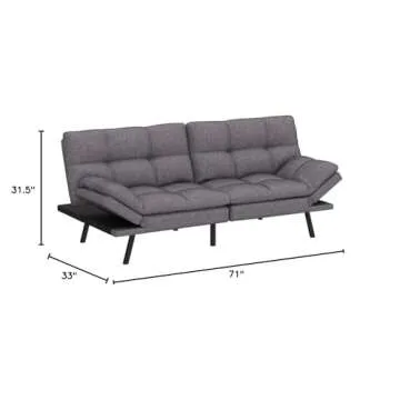 QAIIOO Modern Memory Foam Futon Sofa Bed for Stylish Comfort