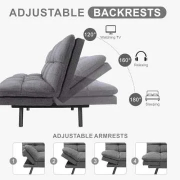 QAIIOO Modern Memory Foam Futon Sofa Bed for Stylish Comfort