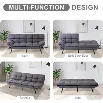 QAIIOO Modern Memory Foam Futon Sofa Bed for Stylish Comfort