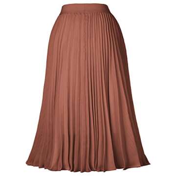 Kate Kasin Women's High Waist Elastic Pleated Midi Skirt - Brown Size S KK659-5