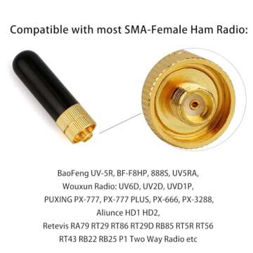 Retevis Short Walkie Talkie Antenna,1.96IN SMA Female Antenna, 136-174/400-480MHz Ham Radio Antenna,for Retevis RT29 RT86 RA79 RT29D Aliunce HD1 HD2,Compatible with Baofeng UV-5R BTECH Kenwood(1 Pack)