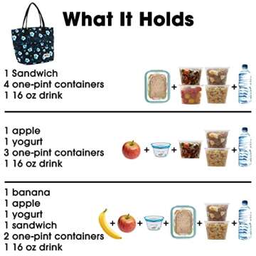 J World New York Lunch Tote Bag Insulated Lunch-Box for Women & Teen Girls, Night Bloom