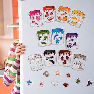 Simply magic 11 Jars Magnetic Color Sorting Set - Color Sorting Toys for Toddlers, Color and Shape Sorting, Preschool Circle Time Learning Activities, Color Learning Toys, Color Matching Games