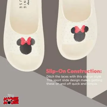 Disney Ladies Minnie and Mickey Slides - Ladies Classic Mickey and Minnie Mouse Comfort Foam Slide Sandals Mickey & Minnie Mouse Slip On Slides (White, 8)