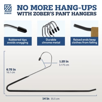 Zober Non-Slip Pants Hangers - 20 Pack for Stylish Closet