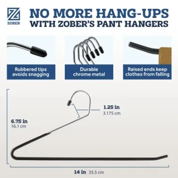Zober Non-Slip Pants Hangers - 20 Pack for Stylish Closet