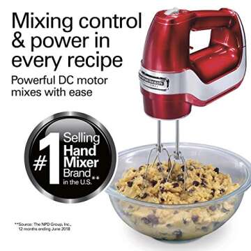Hamilton Beach Professional 62653 5-Speed Electric Hand Mixer with High-Performance DC Motor, Snap-O...