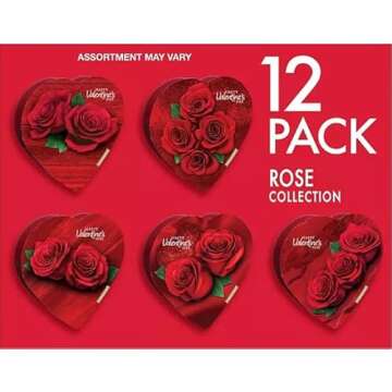 Valentine's Day Gift - Elmer Chocolate Valentine's Day Rose Flowers Heart Shaped, 2 Ounce Chocolate Gift Box - 12 Count Case . Classroom Gift Exchange For School- Daycare- Work. Come With Maryse's Place Treat Bag (Elmer heart shape chocolate)