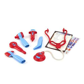 Green Toys Doctor's Kit, Red/Blue - Safe & Imaginative 9-Piece Pretend Play Set