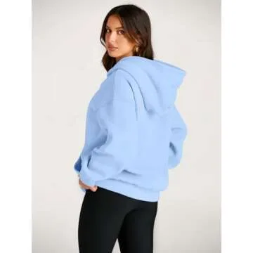 Trendy Queen Womens Oversized Hoodies Fleece Sweatshirts Sweaters Spring Outfits 2025 Pullover Fall Winter Clothes Sky Blue XL