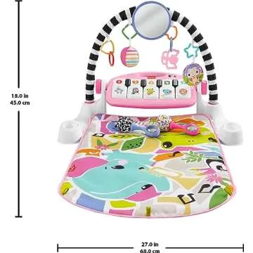 Fisher-Price Baby Gift Set Glow and Grow Kick & Play Piano Gym Pink Playmat & Musical Learning Toy with 2 Rattle Maracas for Newborns Ages 0+ Months