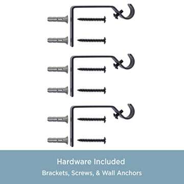 Kenney KN55929 Davenport Ball End Petite Café Decorative Window Curtain Rod, 48-86" Adjustable Length, Matte Black Finish, 1/2" Diameter Steel Tube