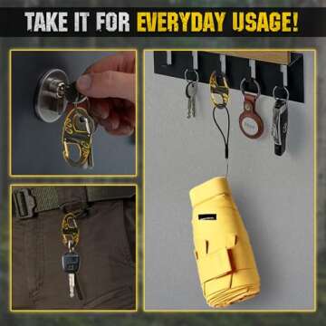 Carabiner Clip - Double Spring snap Hook- 5 Pack S-Biners - Locking Key Ring - Black Mini Carabiners