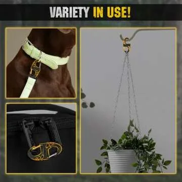 Carabiner Clip - Double Spring snap Hook- 5 Pack S-Biners - Locking Key Ring - Black Mini Carabiners