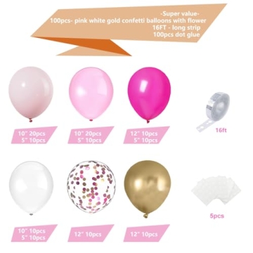 KBZVNAF Pink Gold Balloons Garland Kit - 120pcs for Parties