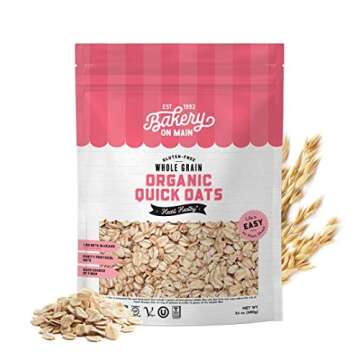 Bakery On Main Organic Oats - Gluten Free Quick Oats for Baking & Breakfast 24oz Pack of 2