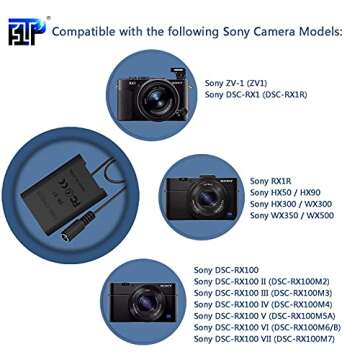 F1TP USB-B to NP-BX1 Dummy Battery DK-X1 DC Coupler for Sony ZV-1 Dummy Battery for Sony Cybershot ZV1 ZV-1 II, ZV-1F DSC-RX1 RX1R, RX100 II III IV V VI VII, HX50 HX90 WX350 WX500 Cameras.