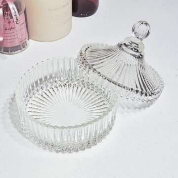 R FLORY 10+24oz Decorative Glass Jars With Lid Crystal Glass Bowl Jar Yurt Glass Organizer Candy Cookie Jewerlry Nut Jar Dried Fruit Storage Jar-Transparent Set