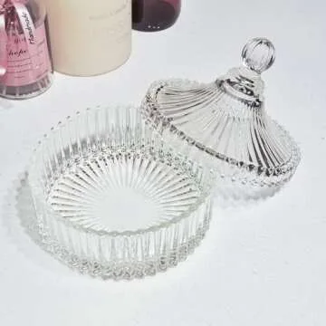 R FLORY 10+24oz Decorative Glass Jars With Lid Crystal Glass Bowl Jar Yurt Glass Organizer Candy Cookie Jewerlry Nut Jar Dried Fruit Storage Jar-Transparent Set