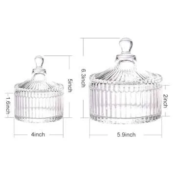 R FLORY 10+24oz Decorative Glass Jars With Lid Crystal Glass Bowl Jar Yurt Glass Organizer Candy Cookie Jewerlry Nut Jar Dried Fruit Storage Jar-Transparent Set
