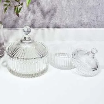 R FLORY 10+24oz Decorative Glass Jars With Lid Crystal Glass Bowl Jar Yurt Glass Organizer Candy Cookie Jewerlry Nut Jar Dried Fruit Storage Jar-Transparent Set