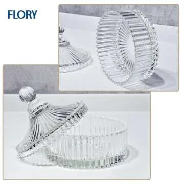 R FLORY 10+24oz Decorative Glass Jars With Lid Crystal Glass Bowl Jar Yurt Glass Organizer Candy Cookie Jewerlry Nut Jar Dried Fruit Storage Jar-Transparent Set